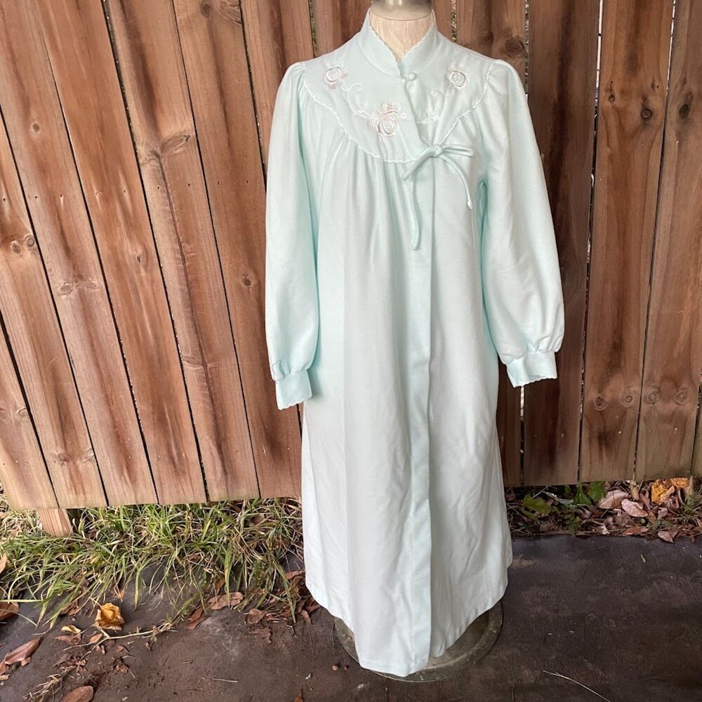 MISS ELAINE Silver Label Brushed Embroidered HOUSE COAT M